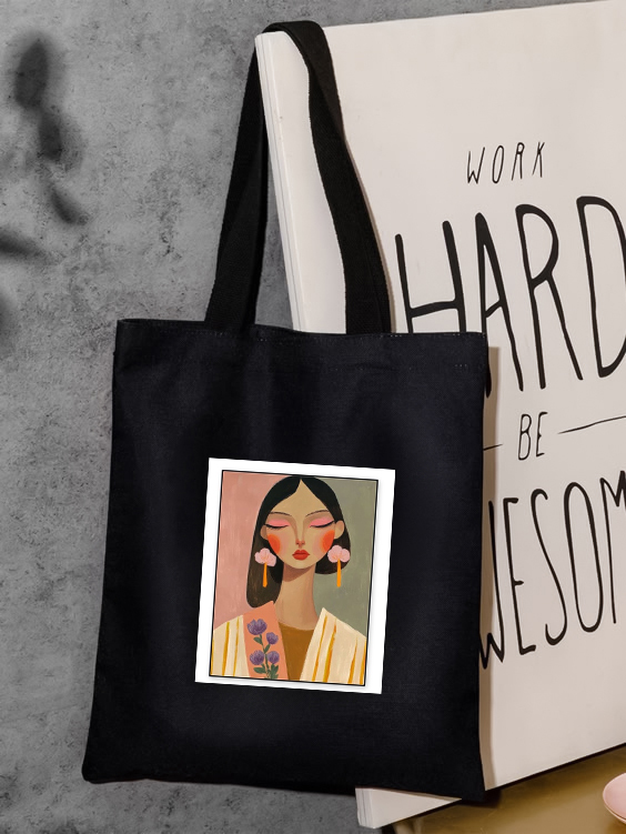 توت بگ پارچه ای با طرح دختر و گربه جنس کتان برند دیجی تیشرت