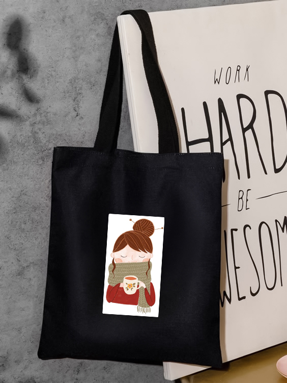 توت بگ چاپی طرح دختر جنس کتان برند دیجی تیشرت