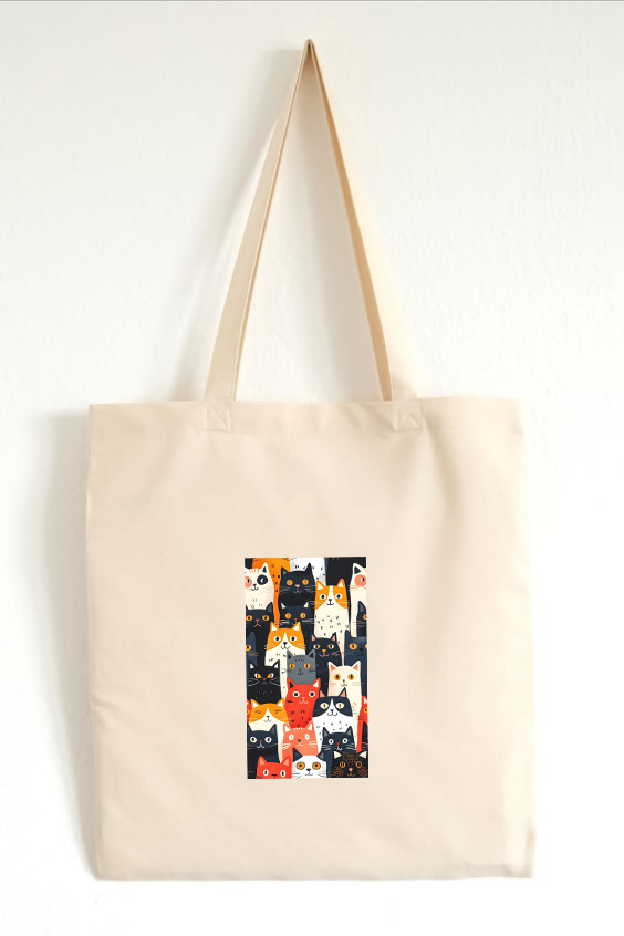 توت بگ چاپی با طرح گربه، جنس کتان، برند دیجی تیشرت