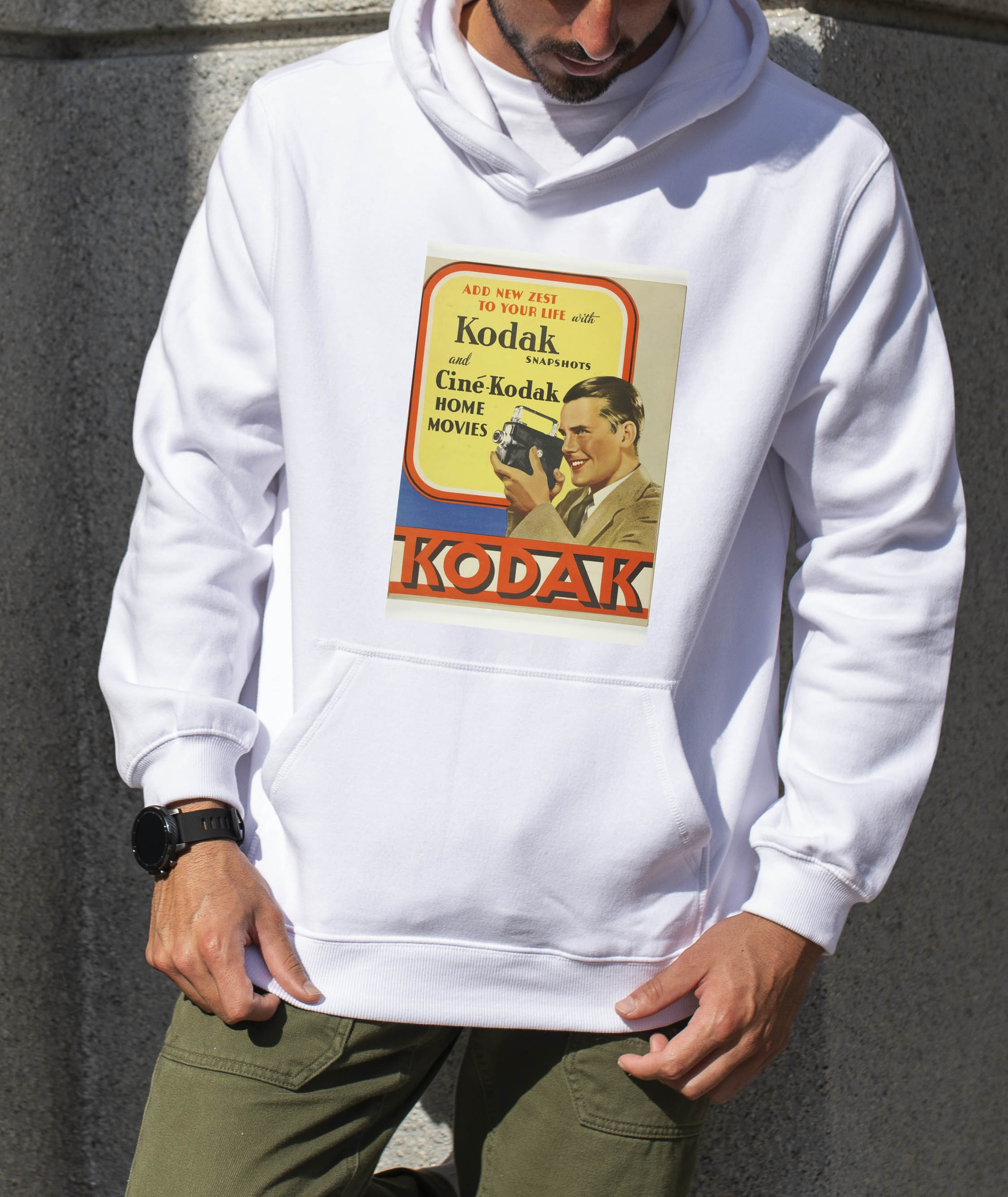 هودی مردانه پنبه ای پشت کرک طرحدار طرح برند کوداک kodak دیجی تیشرت