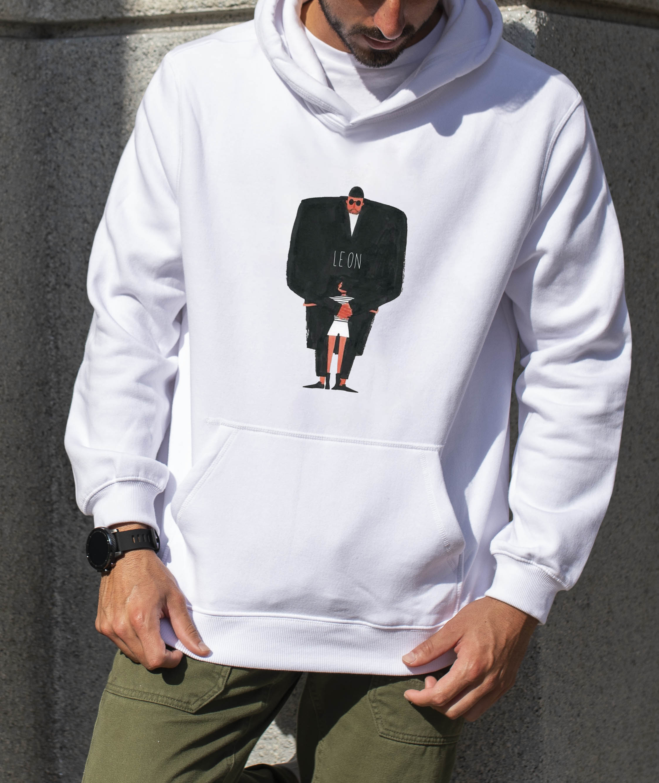 هودی مردانه پنبه ای پشت کرک طرحدار طرح لئون و ماتیلدا سایزبندی برند دیجی تیشرت