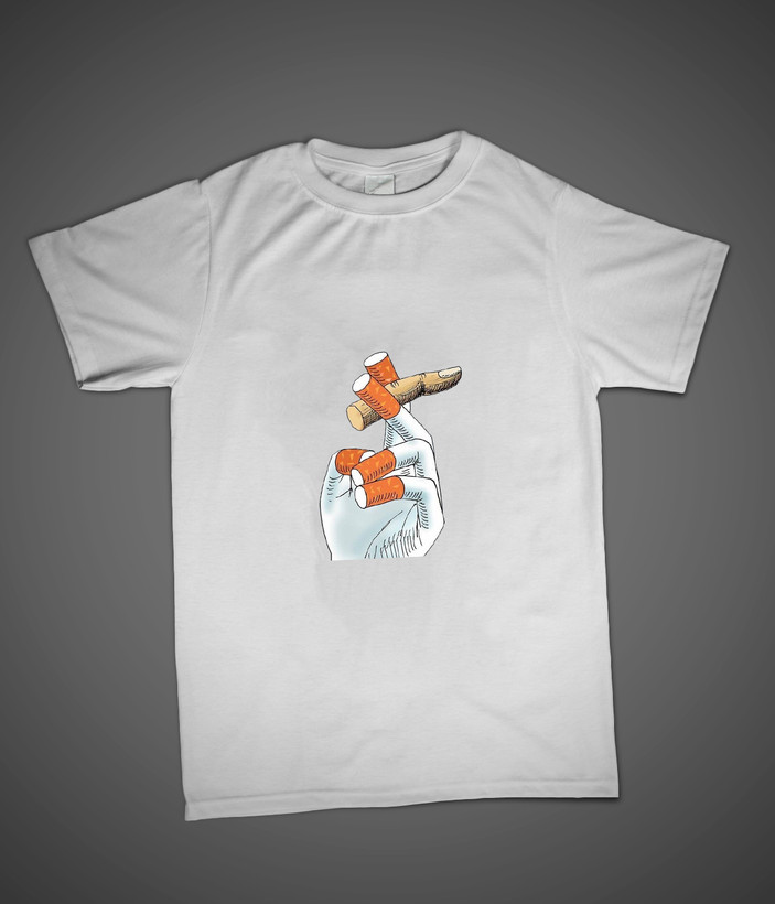 تیشرت پنبهای طرح گرافیکی سیگار