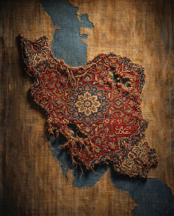 برچسب حرارتی لباس و کیف طرح نقشه ایران و فرش ایرانی  برند دیجی تیشرت