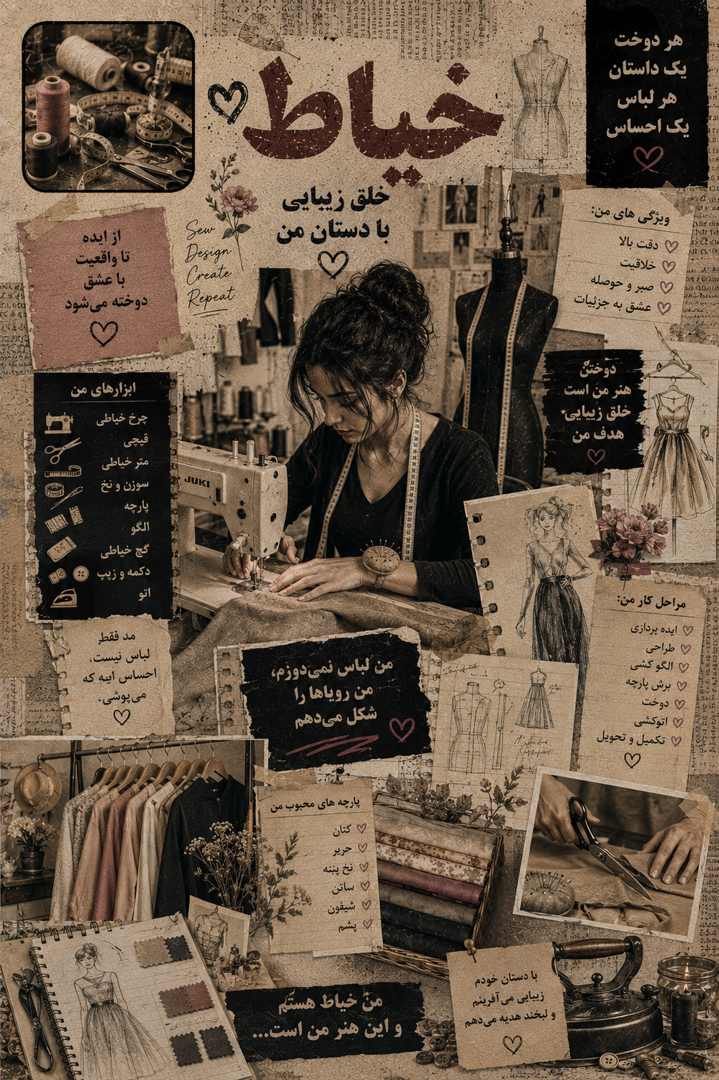 برچسب استیکر حرارتی لباس و پارچه طرح تلفیقی خیاط