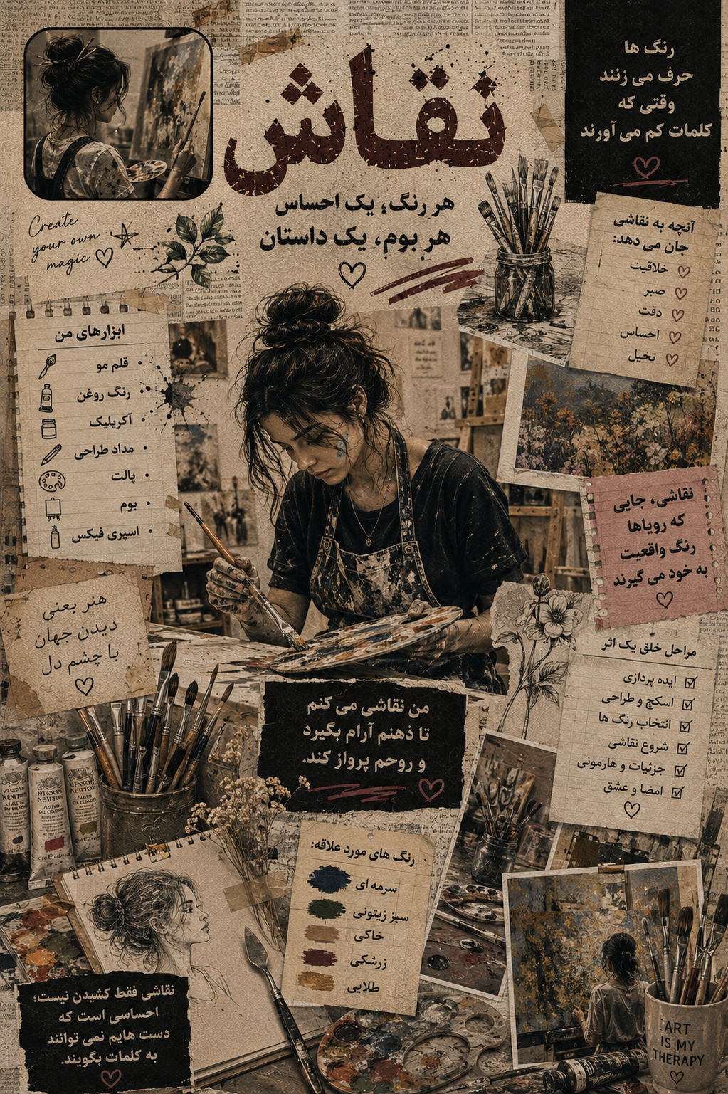 برچسب استیکر حرارتی لباس و پارچه طرح تلفیقی نقاش