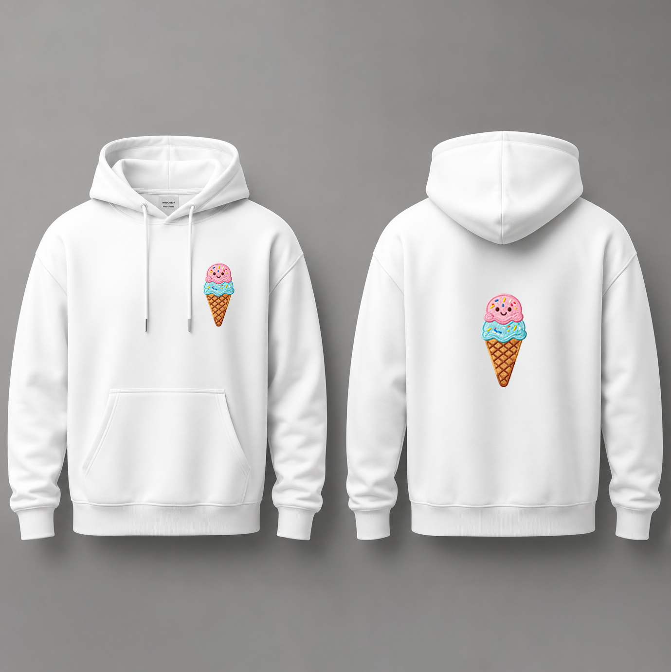 هودی زنانه پنبه ای پشت کرک طرحدار طرح گلدوزی بستنی سایزبندی برند دیجی تیشرت