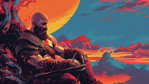 برچسب استیکر حرارتی DTF لباس و پارچه طرح God of War